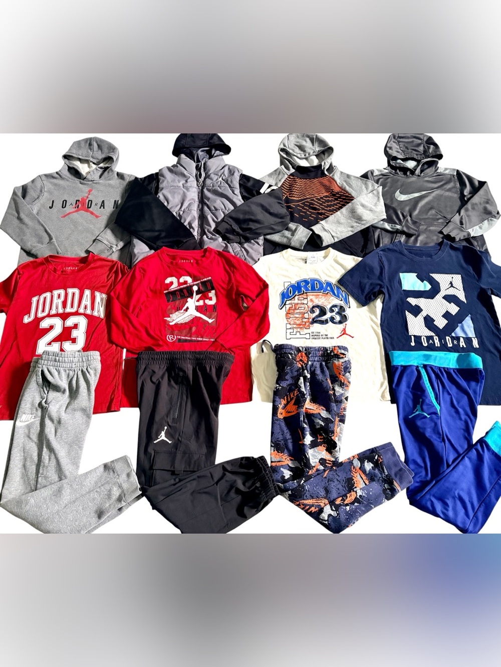 NIKE BOYS SIZE MEDIUM TOPS, HOODIES, JACKET & JOGGERS (2 NEW) CLOTHING BUNDLE!